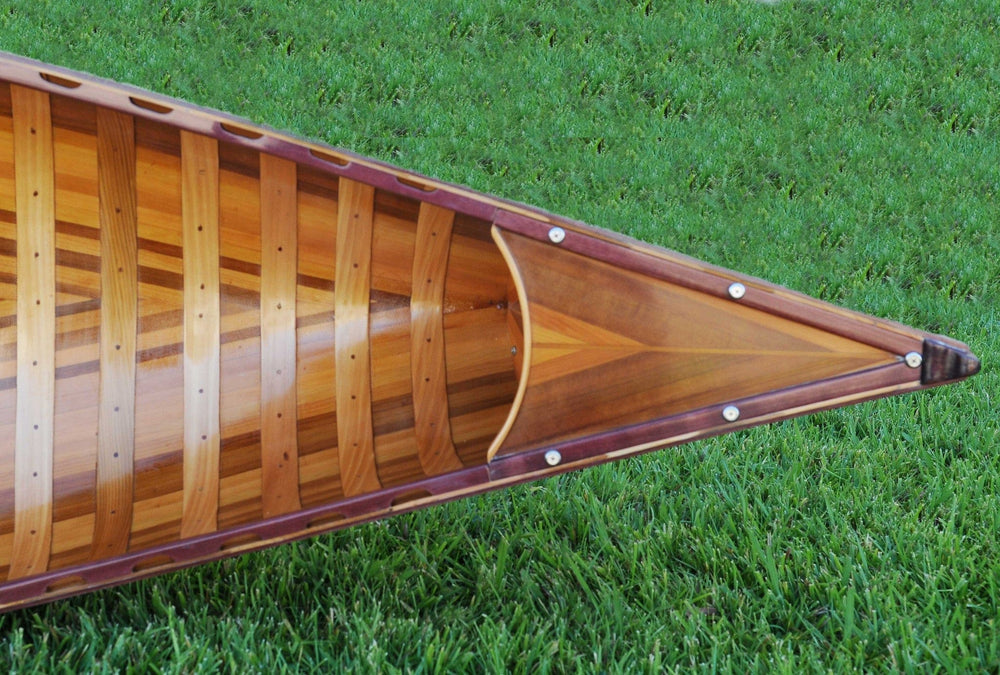 26.5" X 117" X 20" Red Wooden Canoe With Ribs Curved Bow - Homeroots - Flyclothing LLC