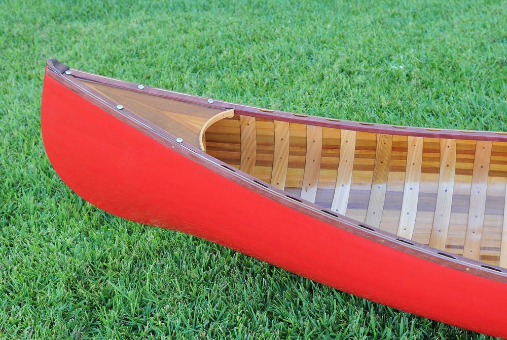 26.5" X 117" X 20" Red Wooden Canoe With Ribs Curved Bow - Homeroots - Flyclothing LLC
