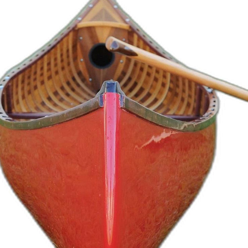 26.5" X 117" X 20" Red Wooden Canoe With Ribs Curved Bow - Homeroots