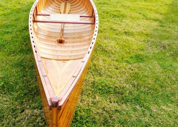 26.25" X 118.5" X 16" Wooden Canoe With Ribs Curved Bow - Homeroots