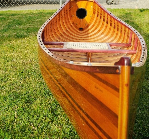 26.25" X 118.5" X 16" Wooden Canoe With Ribs Curved Bow - Homeroots