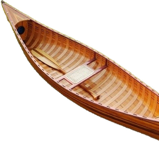 26.25" X 118.5" X 16" Wooden Canoe With Ribs Curved Bow - Homeroots
