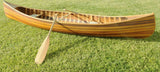 26.25" X 118.5" X 16"  Matte Finish Wooden Canoe With Ribs Curved Bow - Homeroots