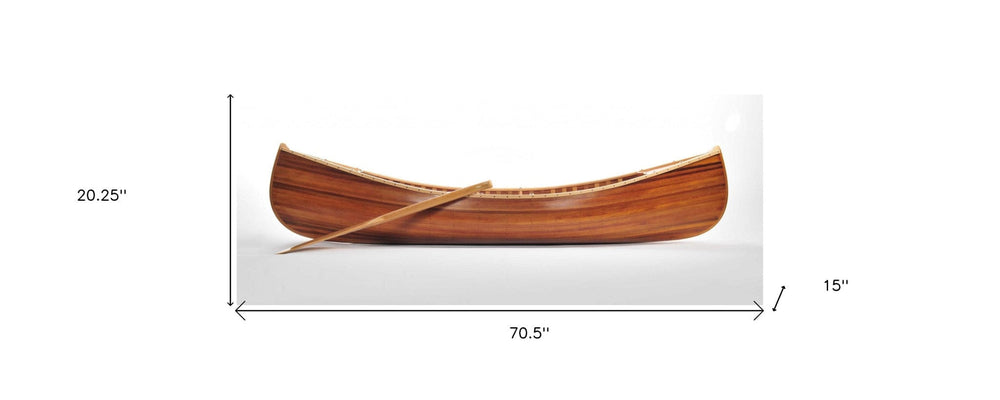 20.25" X 70.5" X 15" Wooden Canoe With Ribs Matte Finish - Homeroots - Flyclothing LLC