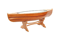 Natural Solid Wood and Glass Canoe Coffee Table - Homeroots