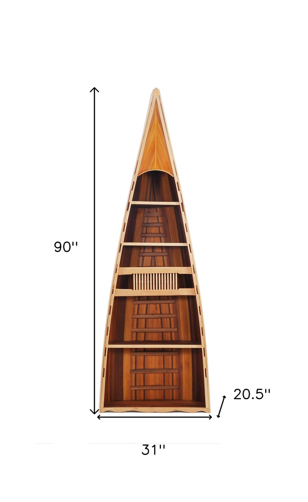 21" Wood Brown Solid Wood Six Tier Boat Bookcase - Homeroots - Flyclothing LLC