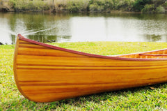 28.5" X 144" X 21" Wooden Canoe With Ribs Curved Bow - Homeroots