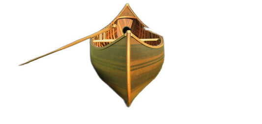 28.5" X 144" X 21"Matte Finishwooden Canoe With Ribs Curved Bow - Homeroots