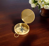 Shiny Brass Marine Compass With Lid - Homeroots