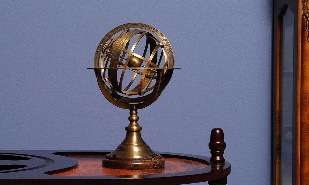 7" X 7" X 11.5" Armillary Sphere On Wood Base - Homeroots