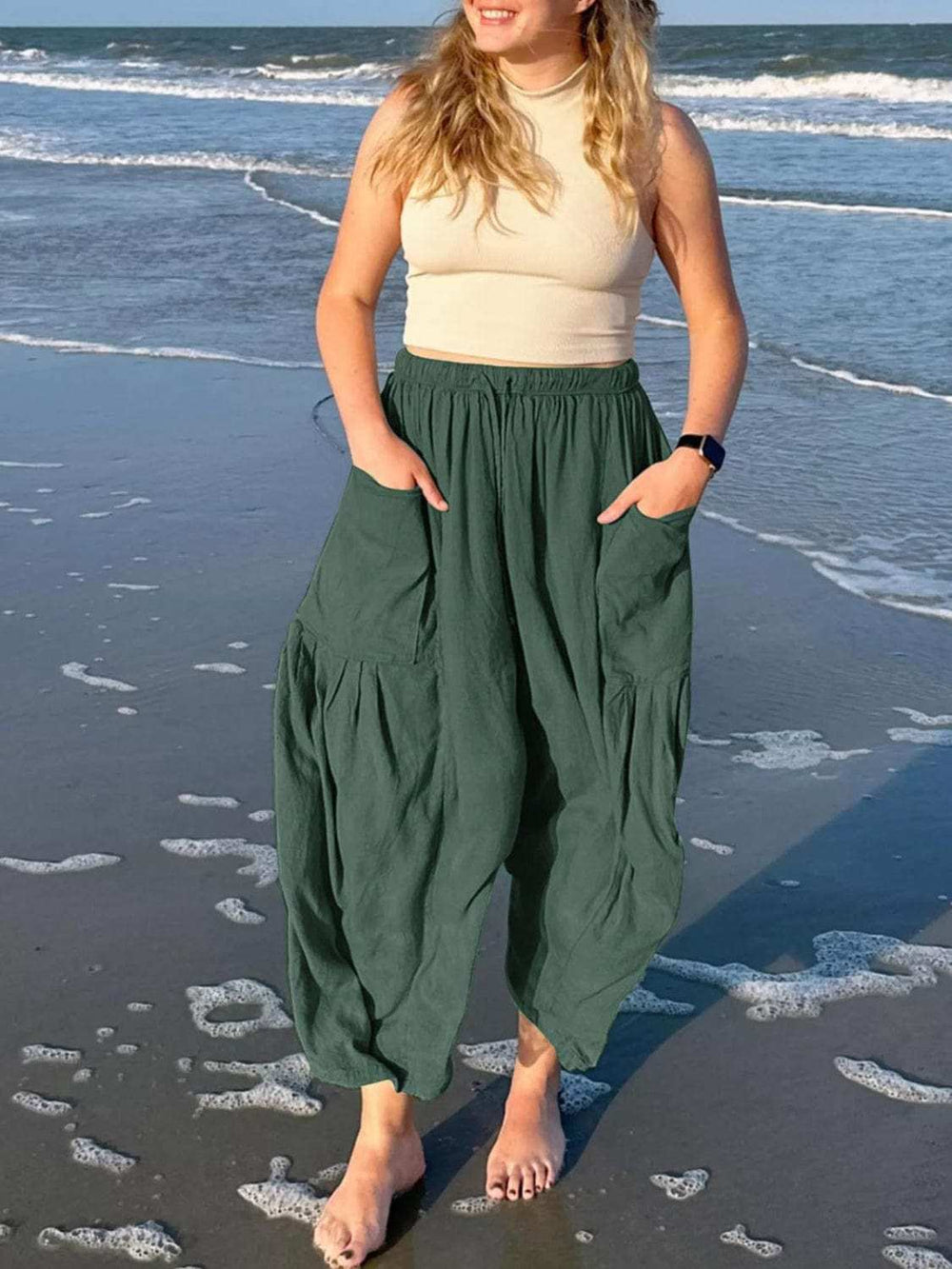 Full Size Drawstring Pants with Pockets Plus Size - Trendsi - Flyclothing LLC