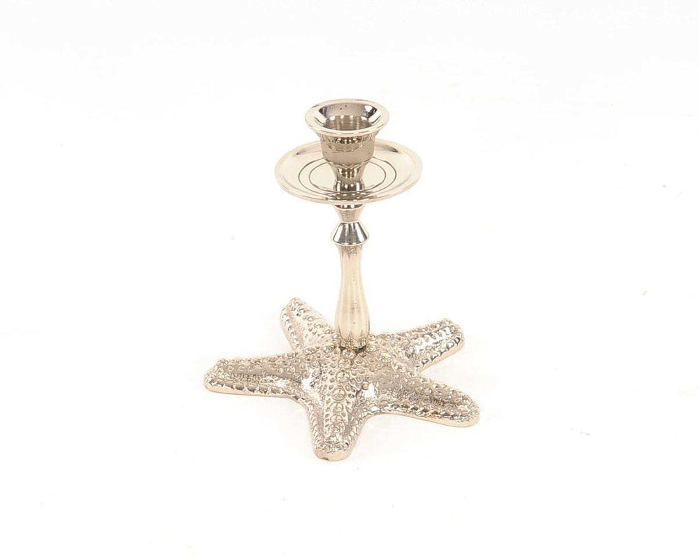 Silver Finish Star Fish Taper Candle Holder - Homeroots - Flyclothing LLC