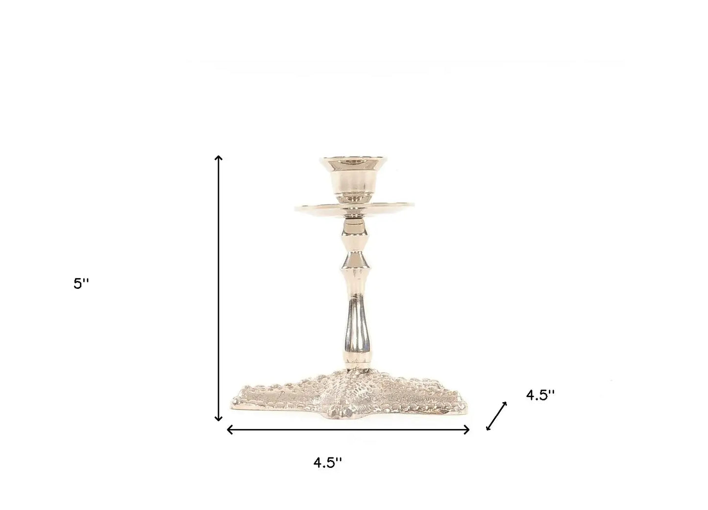 Silver Finish Star Fish Taper Candle Holder - Homeroots - Flyclothing LLC