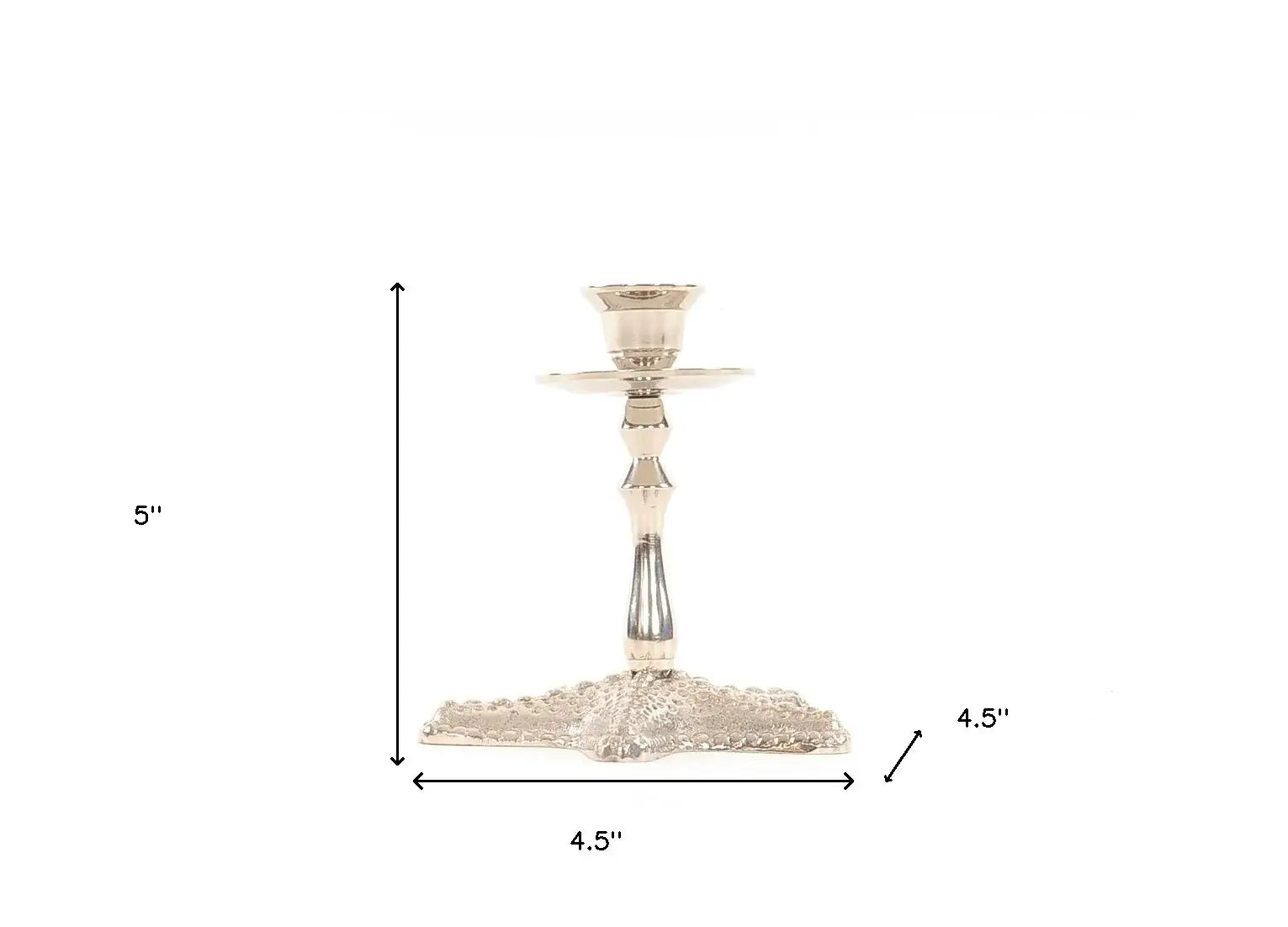 Silver Finish Star Fish Taper Candle Holder - Homeroots - Flyclothing LLC