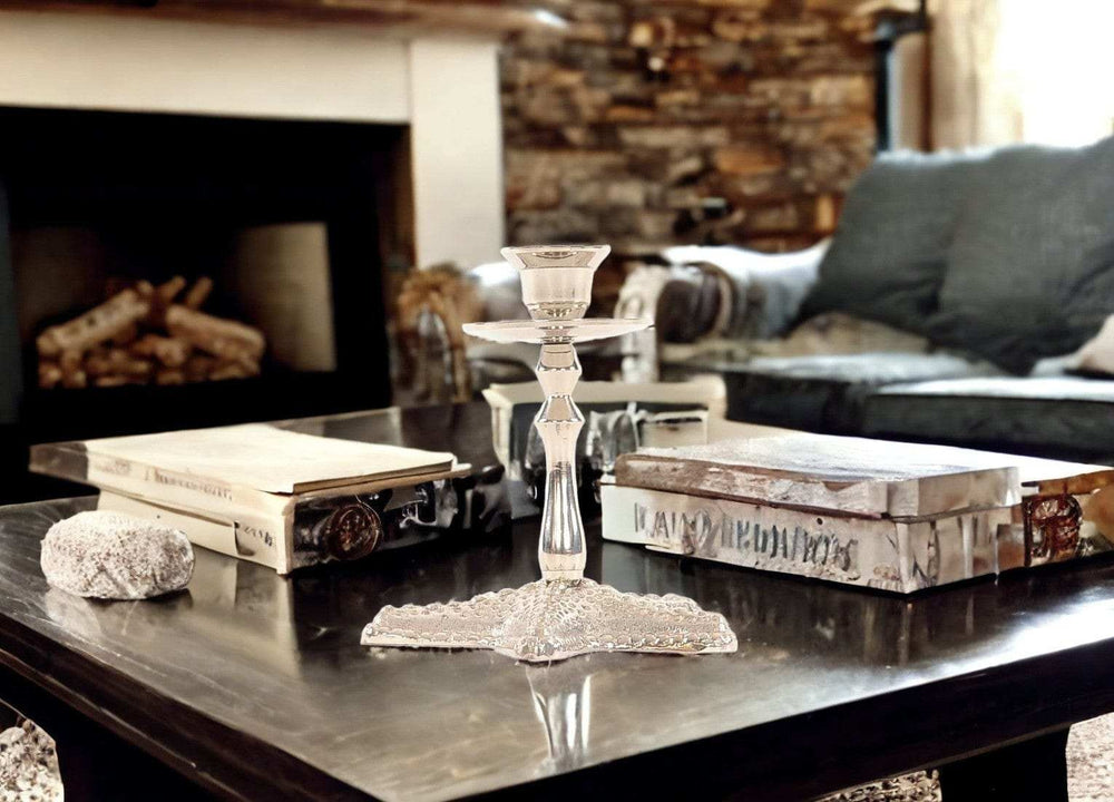 Silver Finish Star Fish Taper Candle Holder - Homeroots - Flyclothing LLC