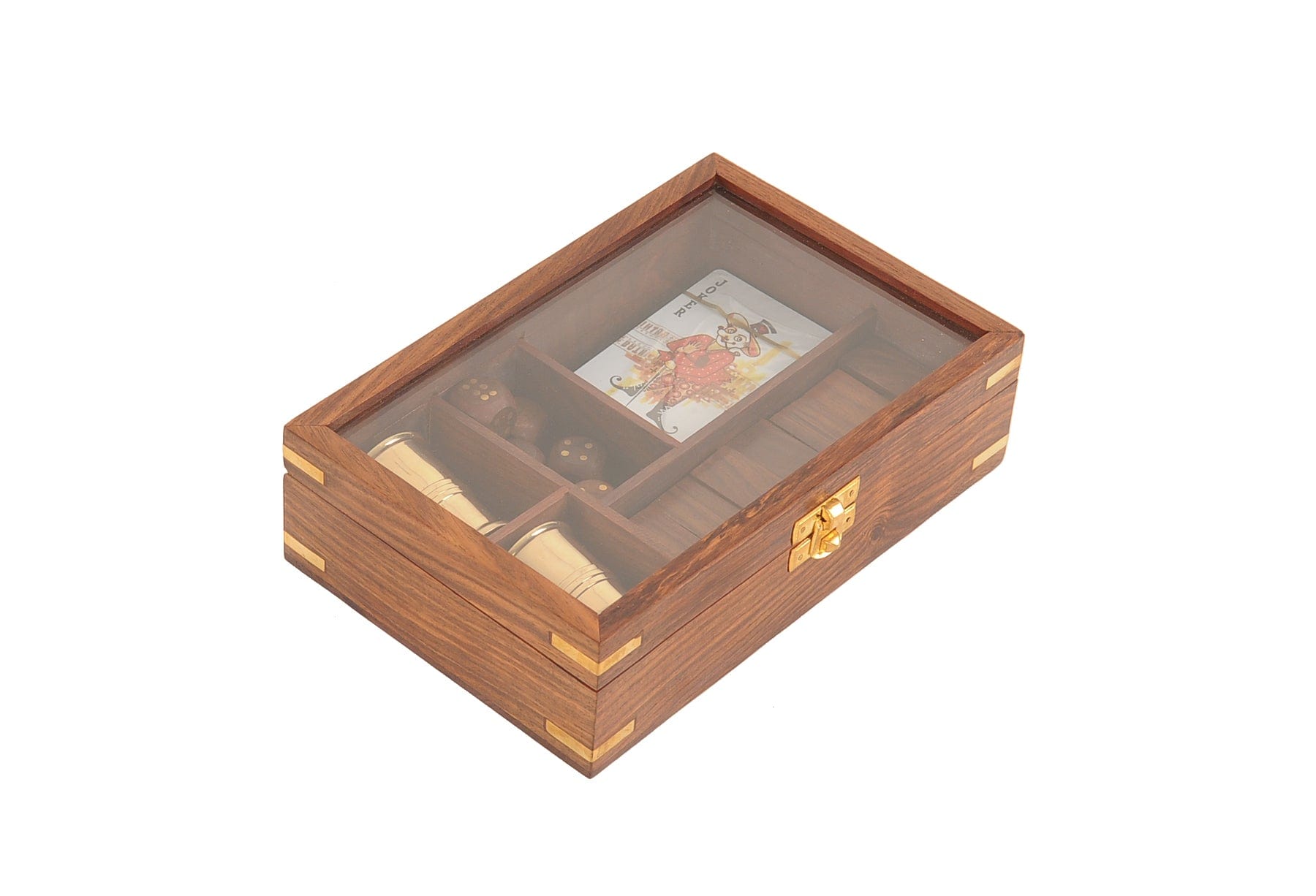 5.25" X 8" X 2.5" Wooden Game Set With Brass Goblet - Homeroots - Flyclothing LLC