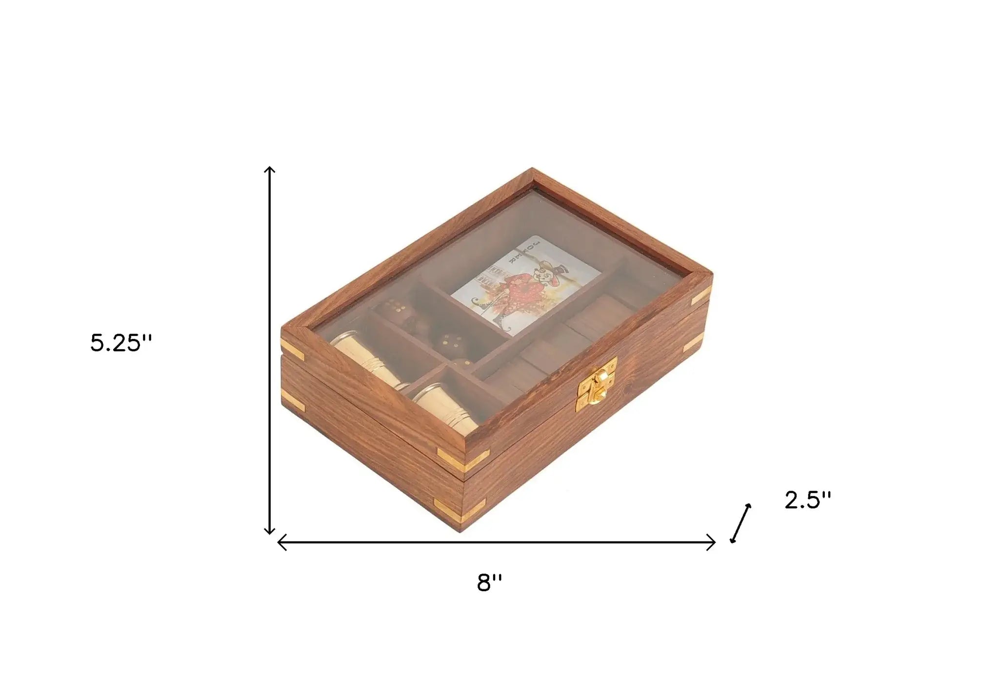 5.25" X 8" X 2.5" Wooden Game Set With Brass Goblet - Homeroots - Flyclothing LLC
