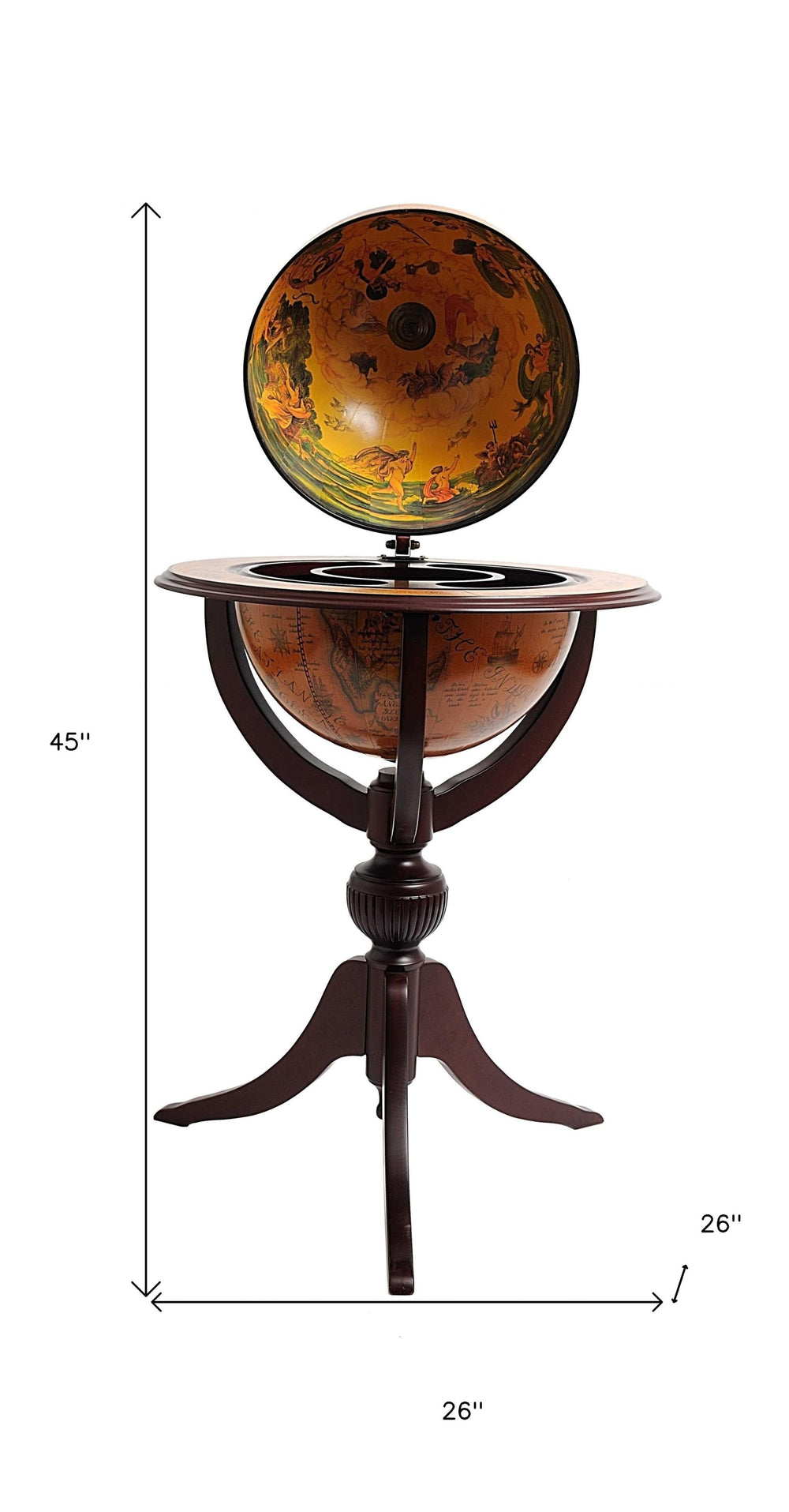 26" X 26" X 45" Globe Bar 3 Legs - Homeroots - Flyclothing LLC