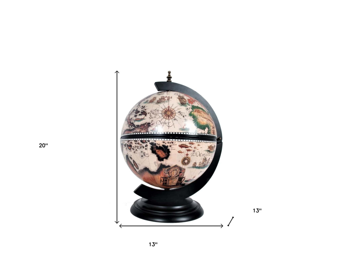 13" X 13" X 20" White Globe 13 Inches With Chess Holder - Homeroots - Flyclothing LLC