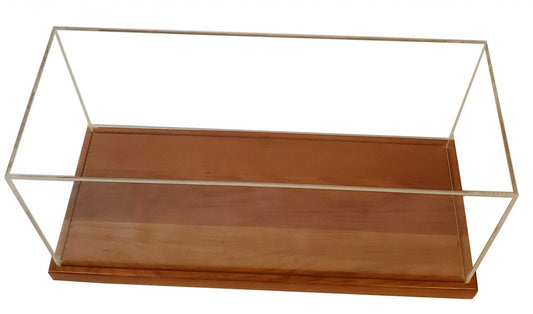 28" Wood Brown Glass Standard Display Stand - Homeroots