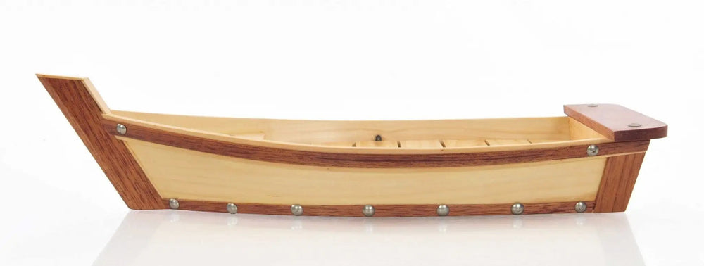 17" Natural and Brown Wood Sushi Boat Serving Tray - Homeroots - Flyclothing LLC
