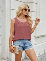 Ruched Scoop Neck Tank - Trendsi - Flyclothing LLC