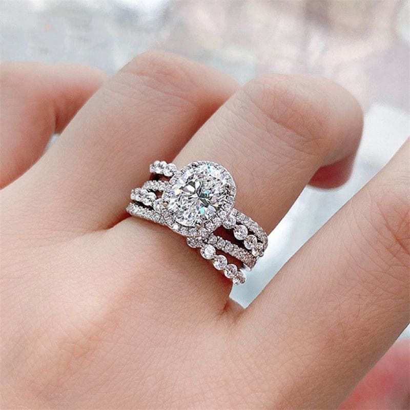 3 Carat Moissanite 925 Sterling Silver Layered Ring - Trendsi - Flyclothing LLC