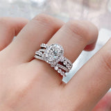 3 Carat Moissanite 925 Sterling Silver Layered Ring - Trendsi