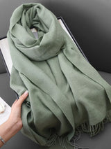 Solid Color Fringe Scarf - Trendsi - Flyclothing LLC