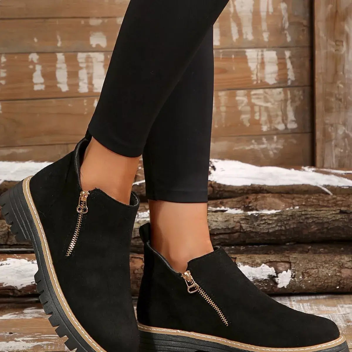 Side Zip Ankle Boots - Trendsi - Flyclothing LLC
