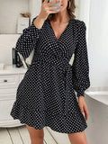 Polka Dot Wrap Mini Dress - Trendsi - Flyclothing LLC
