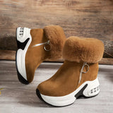 Fuzzy Side Zipper Platform Ankle Boots - Trendsi - Flyclothing LLC