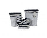 14.5" X 20" X 23" Whiteblueovalwillow Basket Set Of 5 - Homeroots