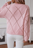 Openwork Sequin Round Neck Long Sleeve Sweater - Trendsi - Flyclothing LLC