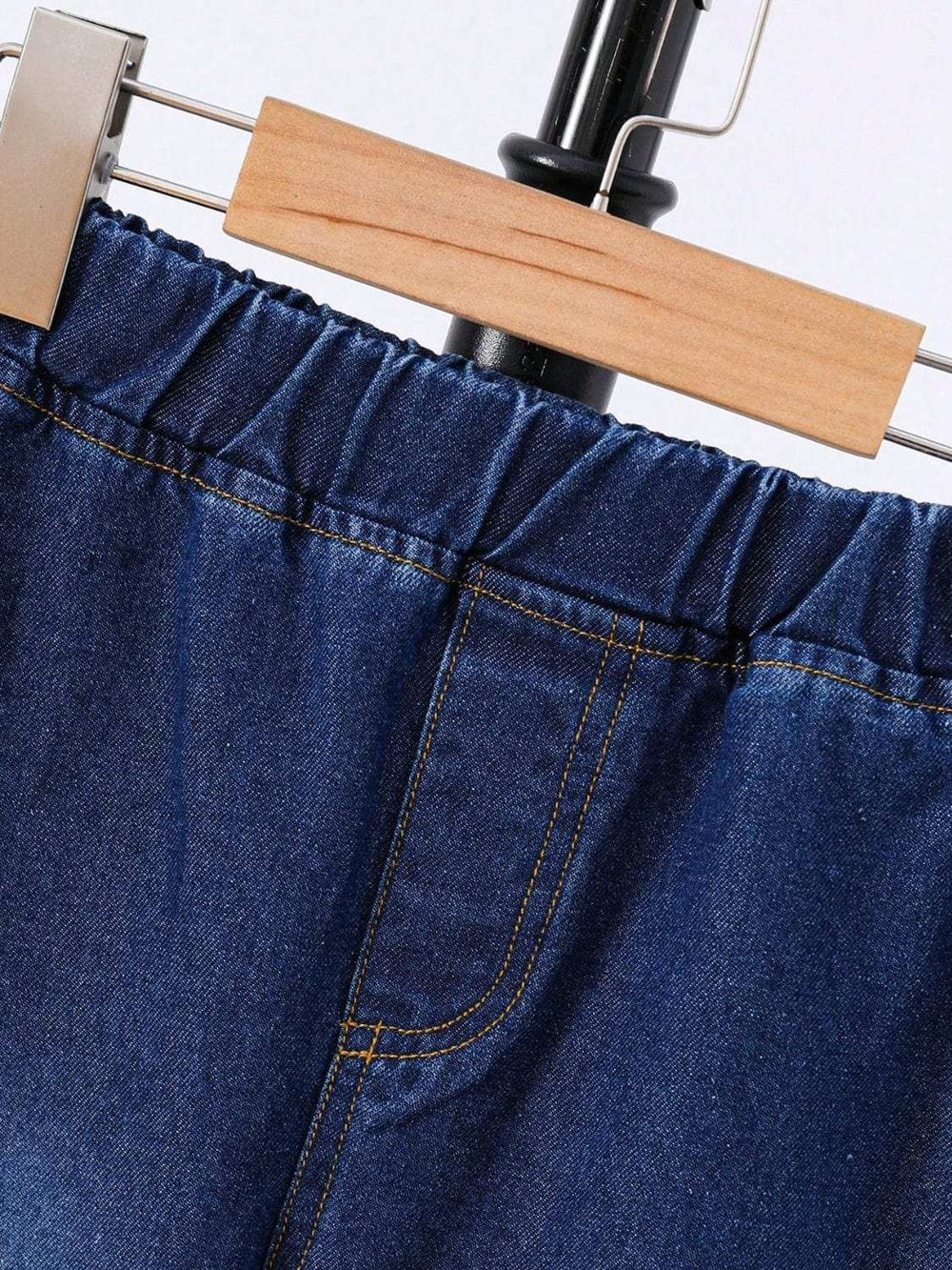 Children's Round Neck Letter Graphic T-Shirt and Distressed Jeans Set - Trendsi - Flyclothing LLC