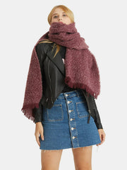 Raw Hem Heathered Polyester Scarf - Trendsi