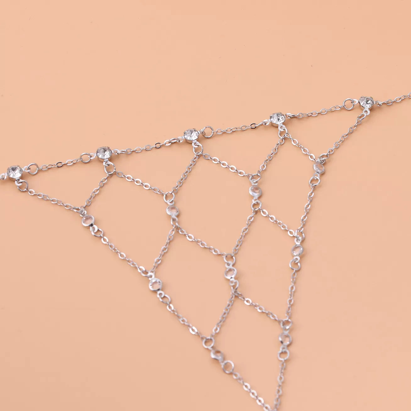 Elegant Gold Chain Hand Bracelet with Rhinestone Accents - Trendsi - Flyclothing LLC