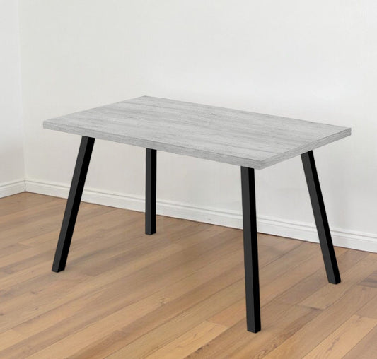 60" Gray And Black Metal Dining Table - Homeroots