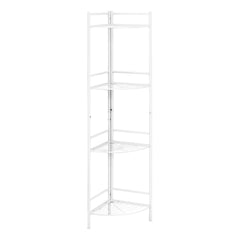 58" White Metal Corner Bookcase