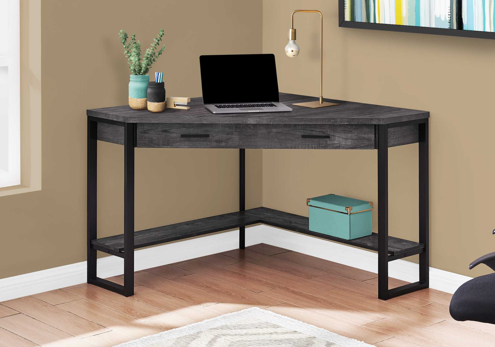 42" Black Corner Computer Desk - Homeroots - Flyclothing LLC