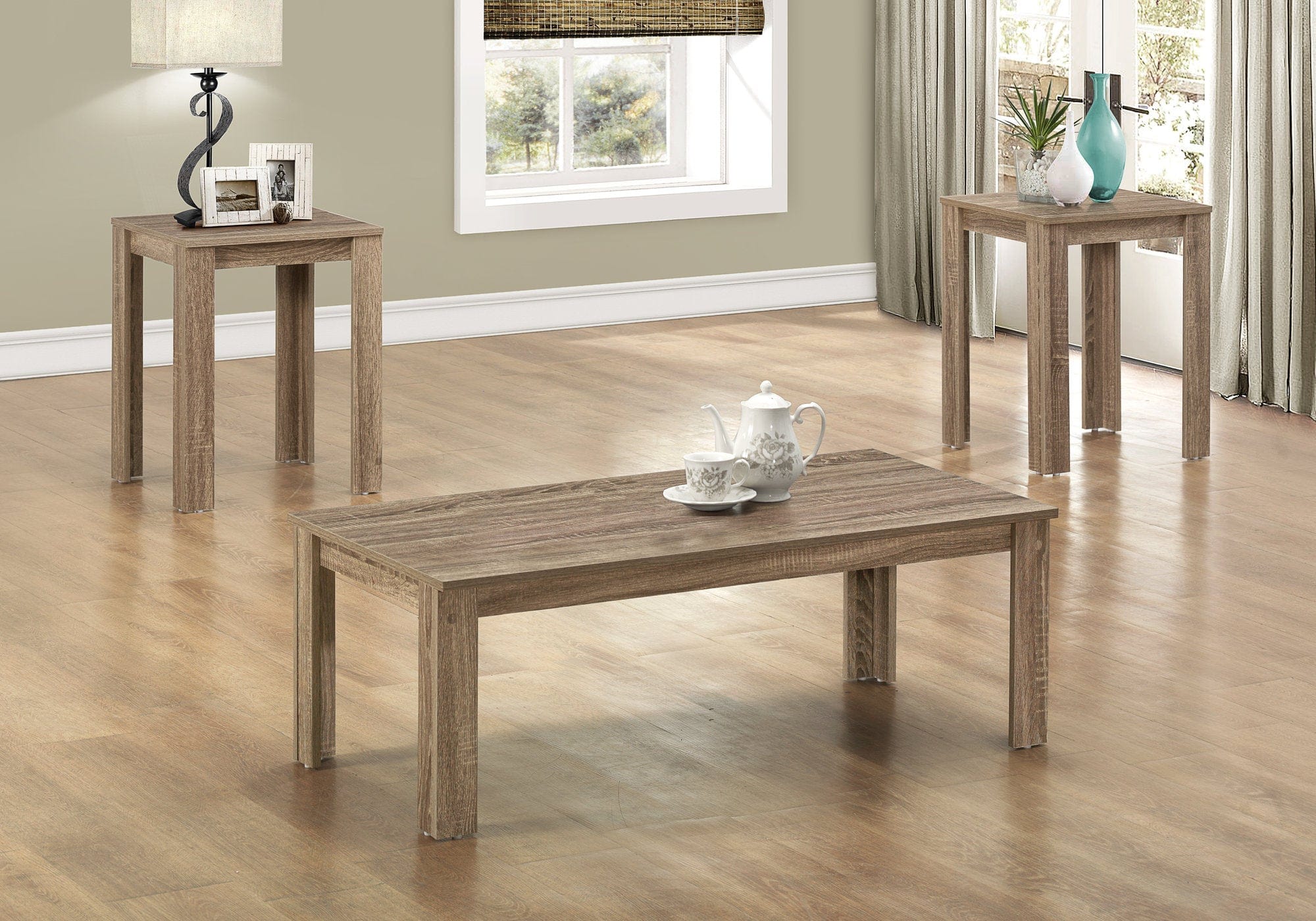 Set of Three 44" Taupe Coffee Table - Homeroots