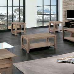 Set of Three 42" Taupe Coffee Table With Shelf - Homeroots