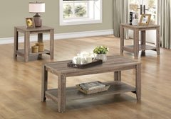 Set of Three 42" Taupe Coffee Table With Shelf - Homeroots