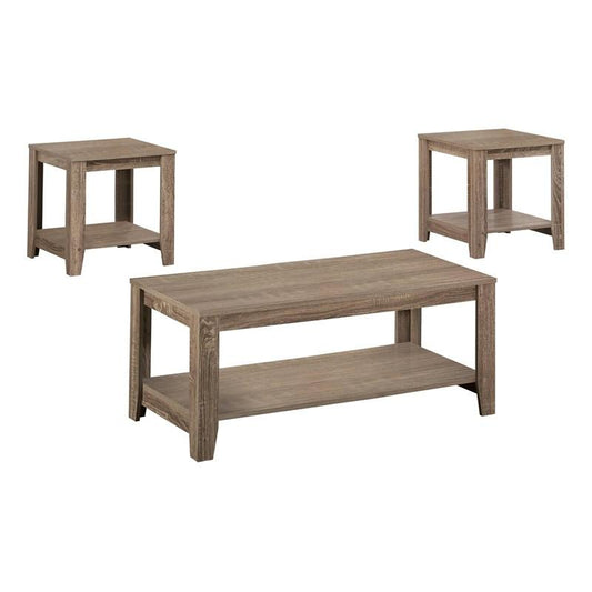 Set of Three 42" Taupe Coffee Table With Shelf - Homeroots
