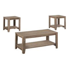 Set of Three 42" Taupe Coffee Table With Shelf - Homeroots