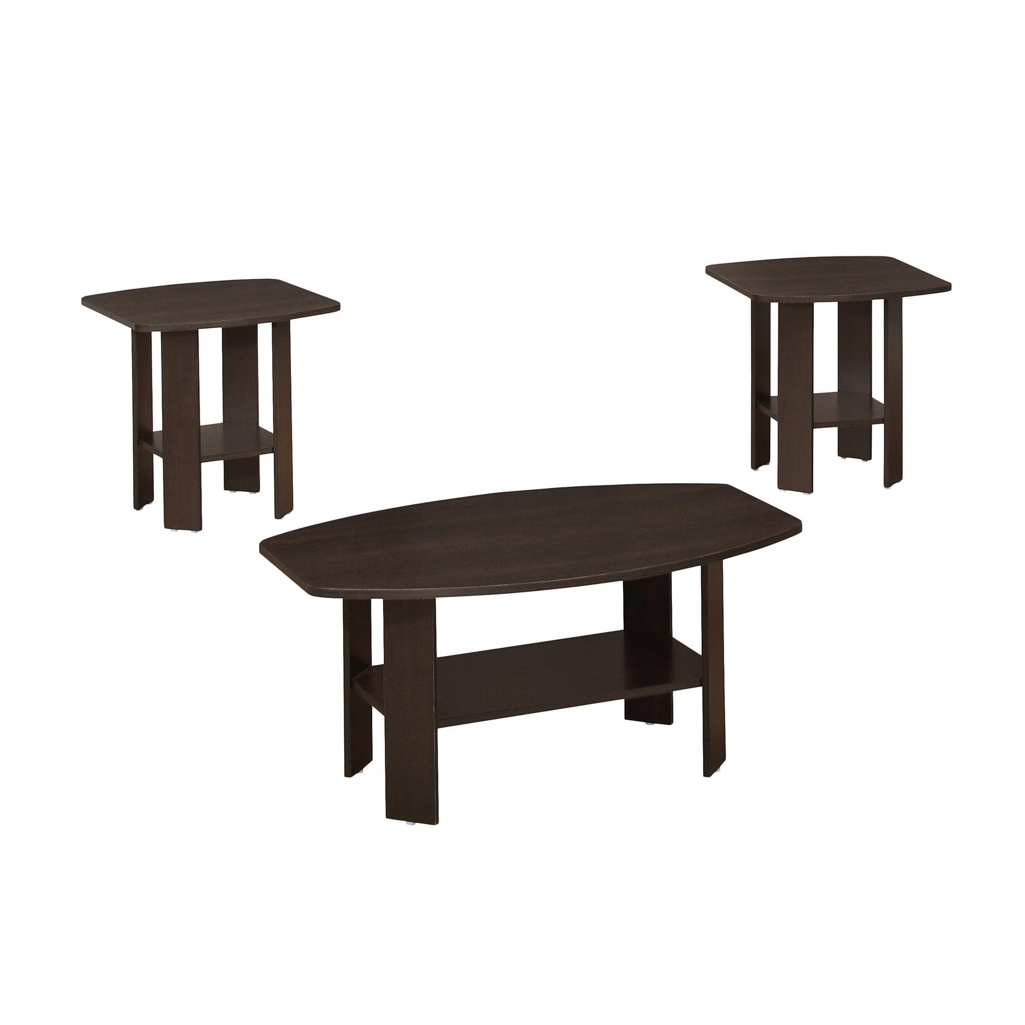 Set of Three 36" Brown Coffee Table With Shelf - Homeroots