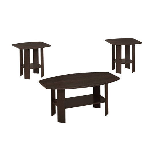Set of Three 36" Brown Coffee Table With Shelf - Homeroots