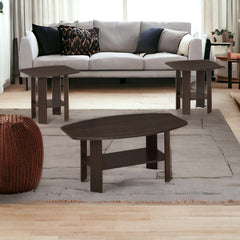 Set of Three 36" Brown Coffee Table With Shelf - Homeroots