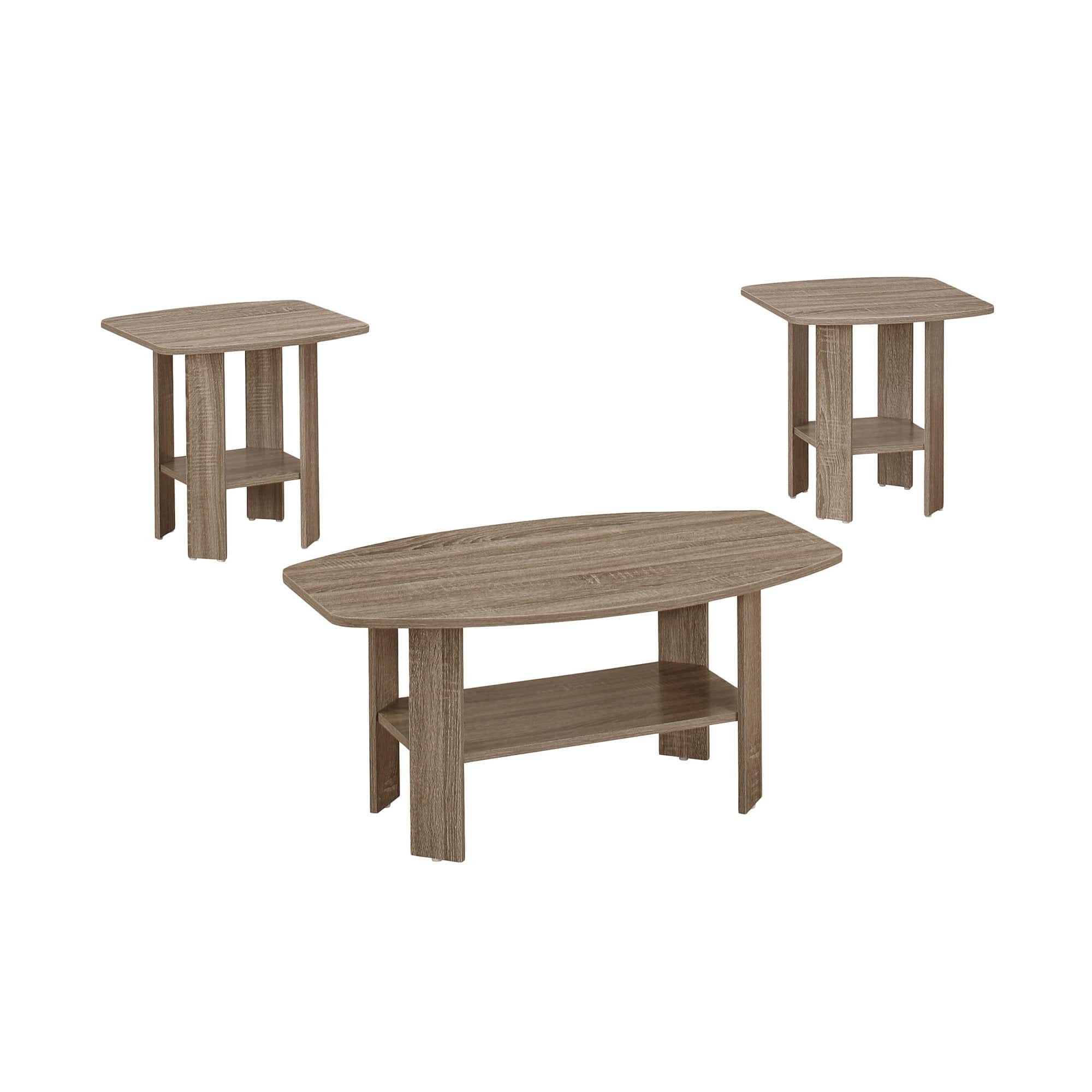 Set of Three 36" Taupe Coffee Table With Shelf - Homeroots