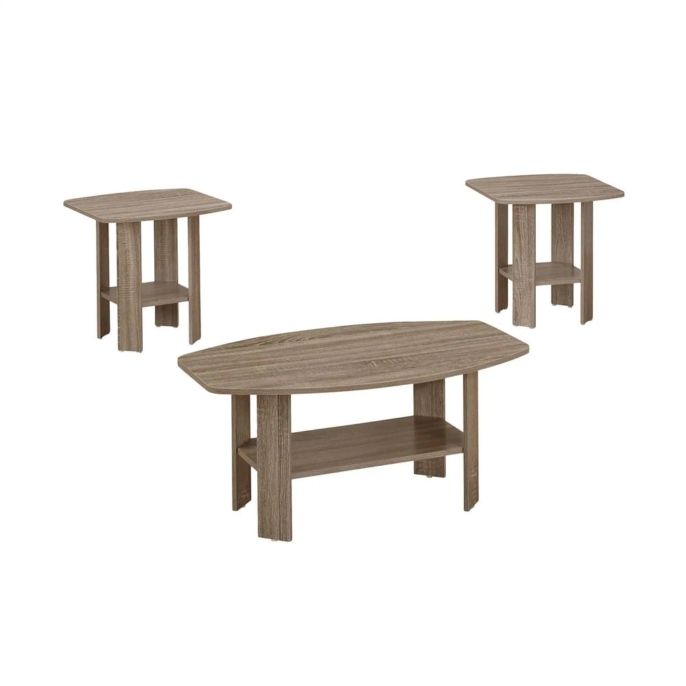 Set of Three 36" Taupe Coffee Table With Shelf - Homeroots